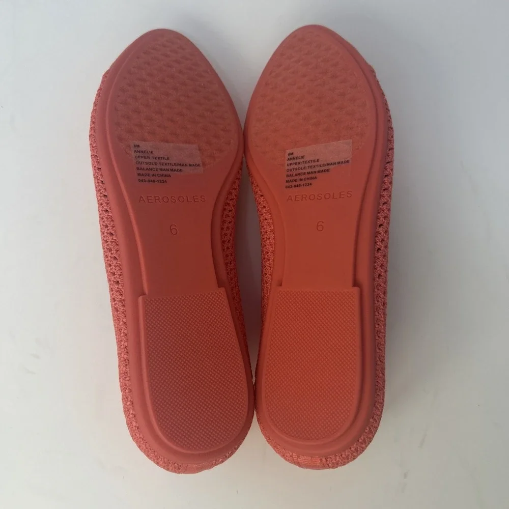 Aerosoles Annelie Women's Ballet Flats Coral‎ Knit Round Toe Comfort Size 6